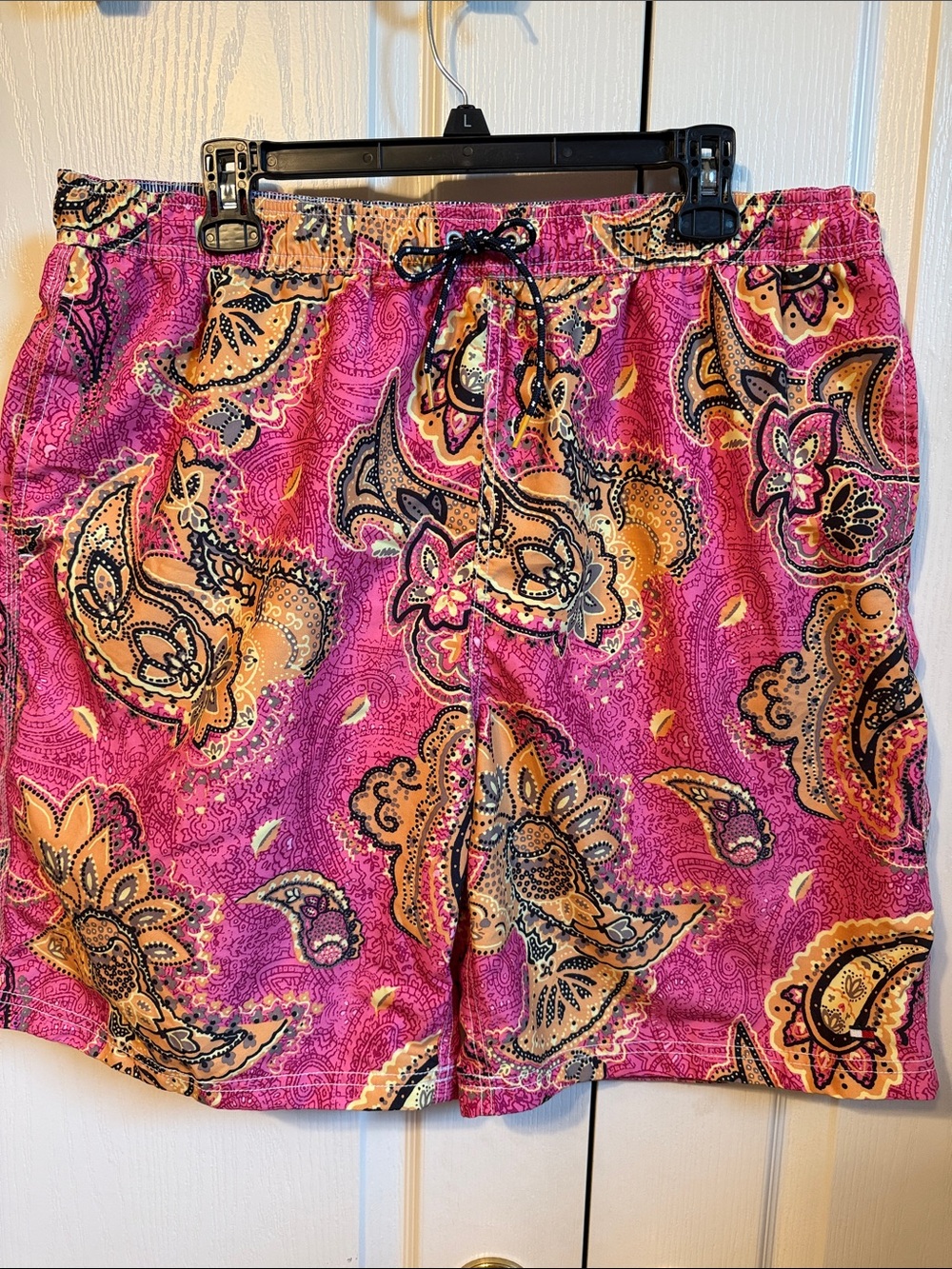 Men’s Tommy Hilfiger Pink and Tan Paisley Swim Trunks